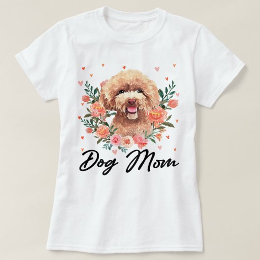 Podle Dog Womens Cute Poodle Mam Flower Hondenlief T-shirt (Design voorkant)