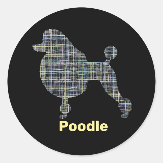 Podle Dog Yellow & Blue Grid Ronde Sticker (Voorkant)