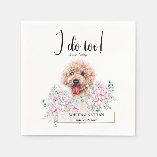 Podle Doodle Dog Wedding Cocktail Napkins Servet (Voorkant)