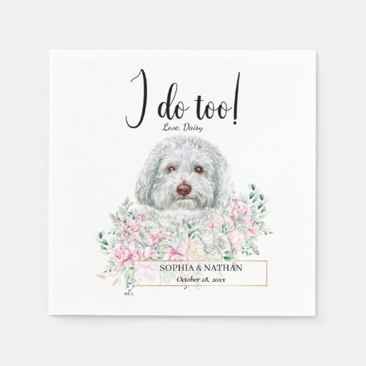 Podle Doodle Dog Wedding Cocktail Napkins Servet (Voorkant)