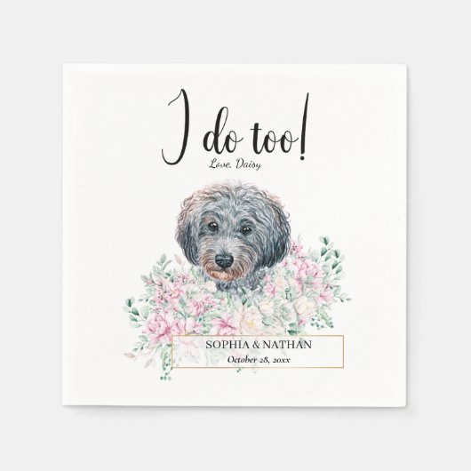 Podle Doodle Dog Wedding Cocktail Napkins Servet (Voorkant)