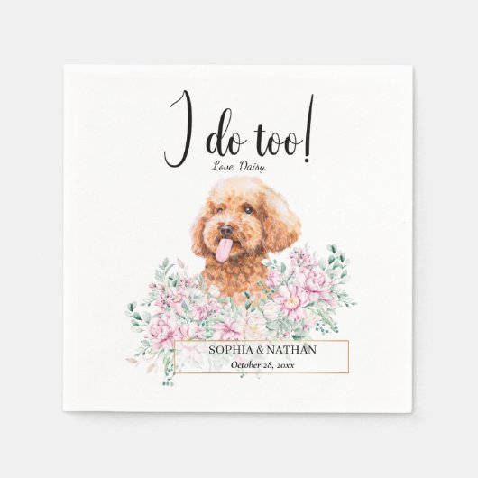 Podle Doodle Dog Wedding Cocktail Napkins Servet (Voorkant)