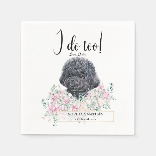 Podle Doodle Dog Wedding Cocktail Napkins Servet (Voorkant)