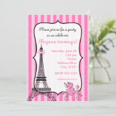 Podle in Paris Roze Striped Eiffel Tower Chic Kaart (Staand voorkant)