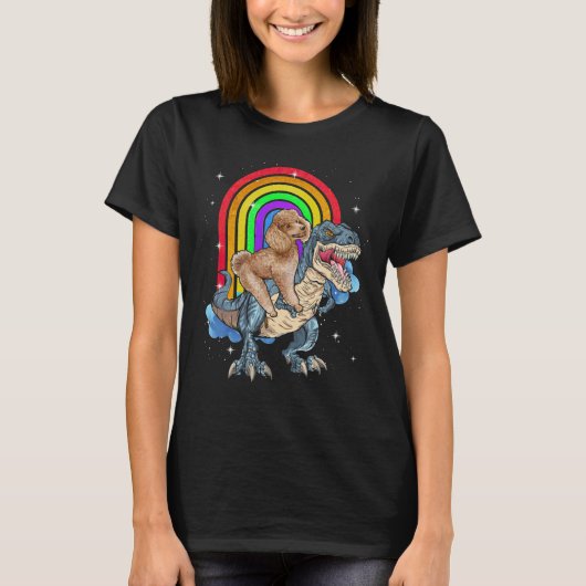 Podle Riding Dinosaur T rex Rainbow T-shirt (Voorkant)