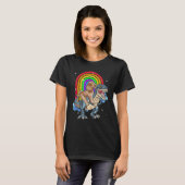 Podle Riding Dinosaur T rex Rainbow T-shirt (Voorkant volledig)