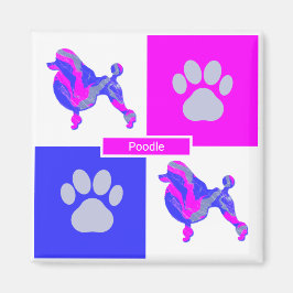 Podle Silhouette Dog & Paw Pink and Blue Square Magneet