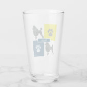 Podle Silhouette Dog & Paw Yellow & Blue Grid Glas (Achterkant)