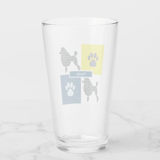 Podle Silhouette Dog & Paw Yellow & Blue Grid Glas (Achterkant)