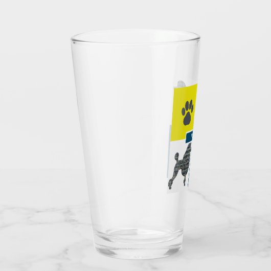 Podle Silhouette Dog & Paw Yellow & Blue Grid Glas (Rechts)