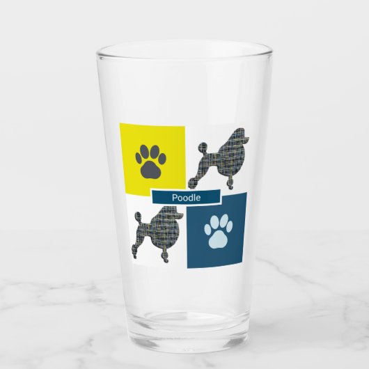 Podle Silhouette Dog & Paw Yellow & Blue Grid Glas (Voorkant)