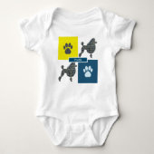 Podle Silhouette Dog & Paw Yellow & Blue Grid Romper (Voorkant)