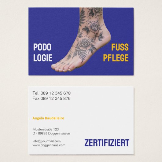 Podology Photo QR Code Foot Care Tattoo art Visitekaartje (Voorkant /achterkant)