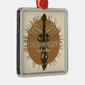 Podoloog Caduceus Premium Vierkante Ornament (Rechts)