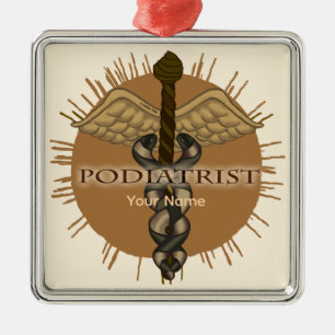 Podoloog Caduceus Premium Vierkante Ornament