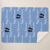 Podoloog Voeten Patroon Blauw Sherpa Deken (Voorkant (horizontaal))