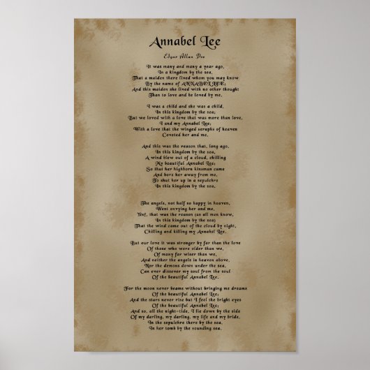 Poe, Annabel Lee Poster (Voorkant)