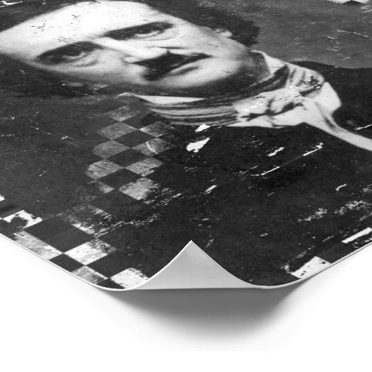 Poe Black en White Grunge Poster (Hoek)