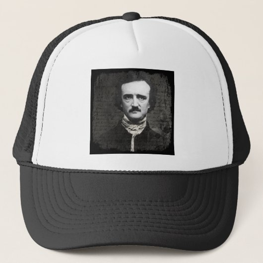 Poe Black en White Grunge Trucker Pet (Voorkant)