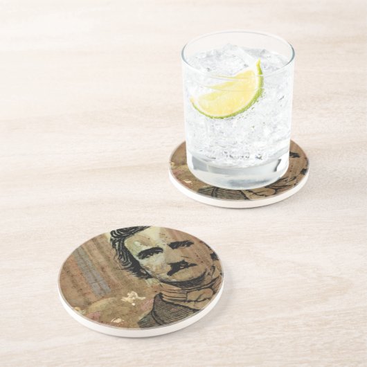 Poe Collage Zandsteen Onderzetter (Zijkant)