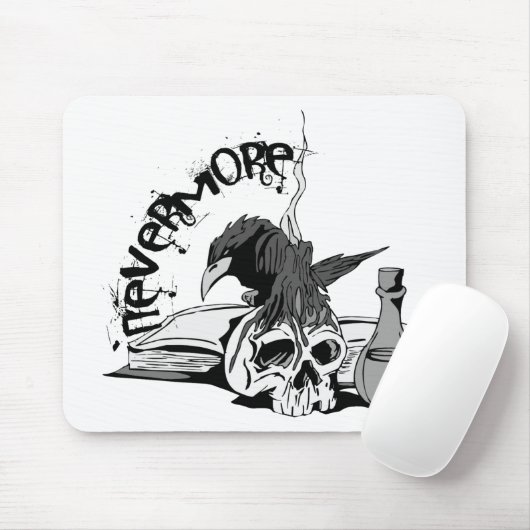 Poe Nevermore Raven Skull & Book Muismat (Met muis)