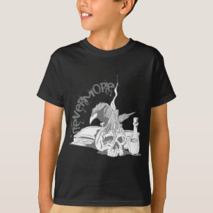 Poe Nevermore Raven Skull & Book T-shirt