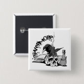 Poe Nevermore Raven Skull & Book Vierkante Button 5,1 Cm (Voorkant /achterkant)