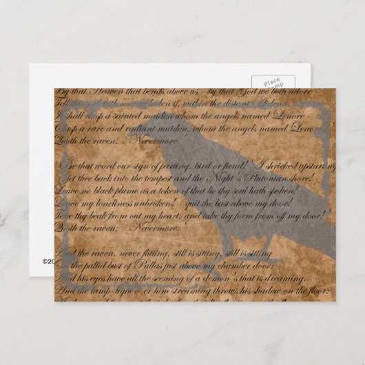 Poe Raven Gothic Briefkaart (Voorkant / Achterkant)