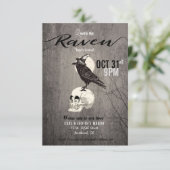 Poe Raven Halloween Uitnodiging (Staand voorkant)