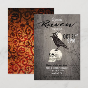 Poe Raven Halloween Uitnodiging
