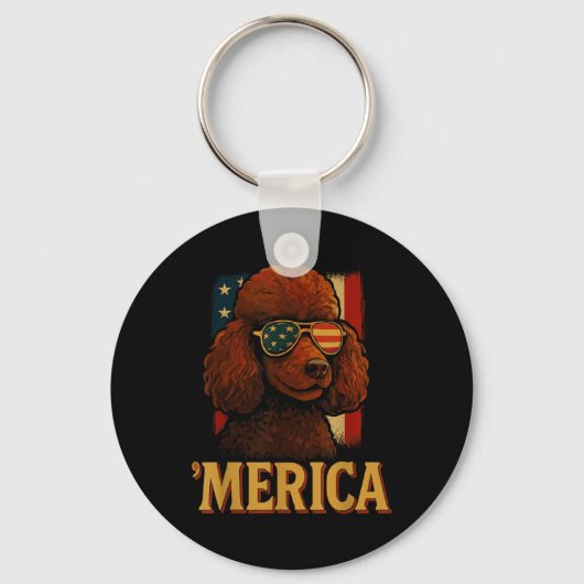 Poedel 4 juli _ Patriotic Merica Dog Independance Sleutelhanger (Voorkant)