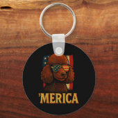 Poedel 4 juli _ Patriotic Merica Dog Independance Sleutelhanger (Voorkant)