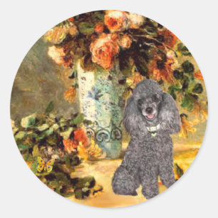 Poedel (8S) - Vaas van bloemen Ronde Sticker