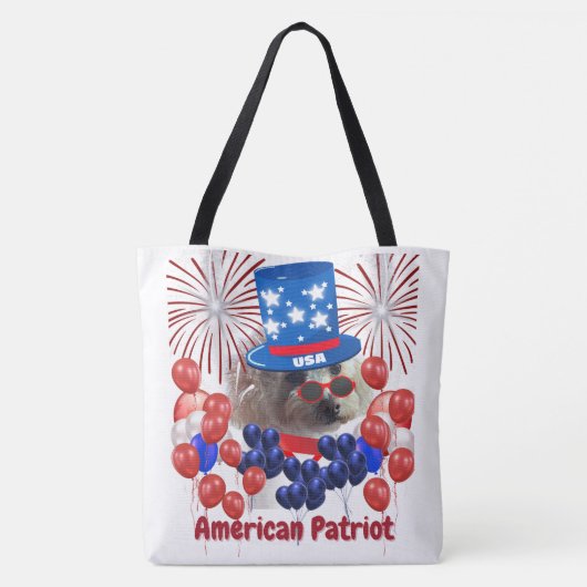 Poedel Amerikaanse Patriot Canvas tas (Achterkant)