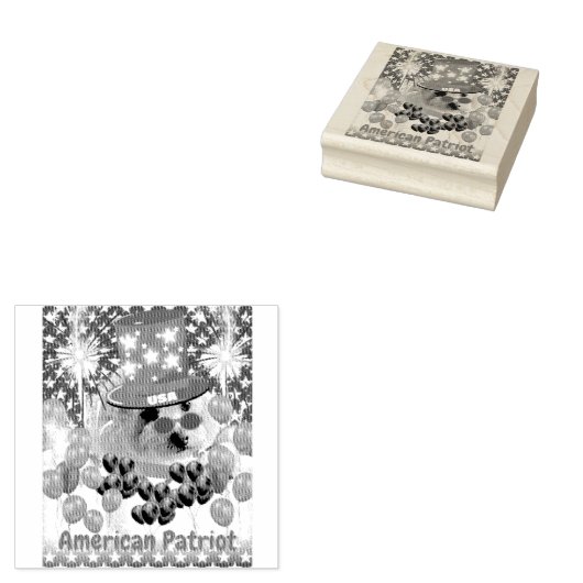 Poedel Amerikaanse Patriot houten stempel (Gestempeld)