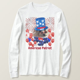 Poedel Amerikaanse Patriot T-shirt met lange mouwe