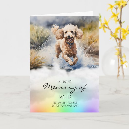 Poedel aquarel hond verlies sympathie kaart (Gele Bloem)