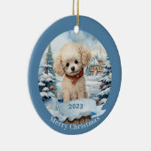 poedel art witte hond huisdier keramisch ornament (Rechts)