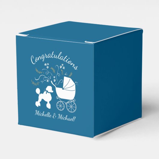 Poedel Baby shower blauw Bedankdoosjes (Voorkant Zijde)