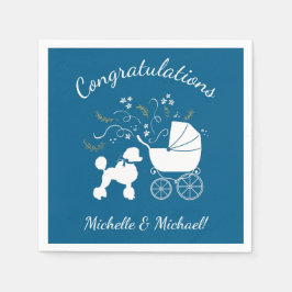 Poedel Baby shower blauw Servet