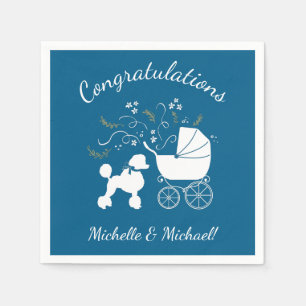 Poedel Baby shower blauw Servet