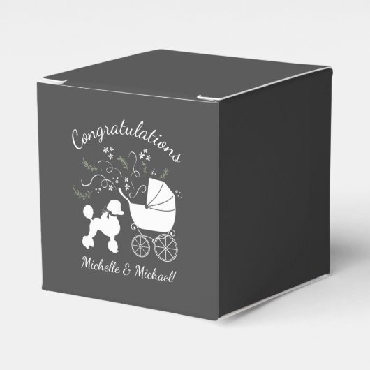 Poedel Baby shower Puppy Bedankdoosjes (Voorkant Zijde)