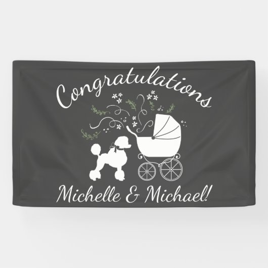 Poedel Baby shower Puppy Spandoek (Horizontaal)