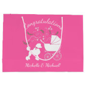 Poedel Baby shower Roze Groot Cadeauzakje (Achterkant)