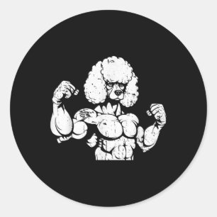 Poedel Biceps Tattoo - Hondenras Pet I Love Mom Ronde Sticker