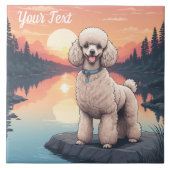 Poedel bij het meer tegeltje (Voorkant)