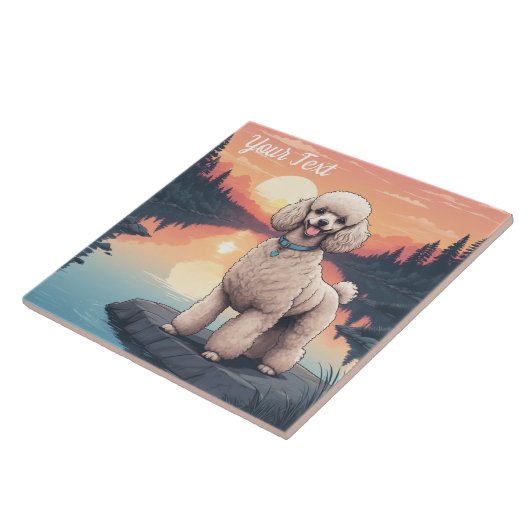 Poedel bij het meer tegeltje (Zijkant)