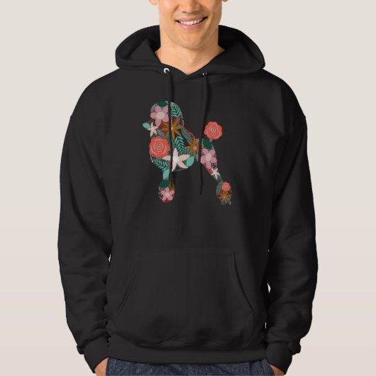 Poedel bloemensilhouet hoodie (Voorkant)