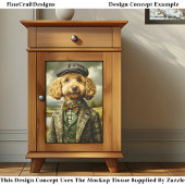 Poedel Boer Portret In Landschap CG6 Decoupage Tissuepapier