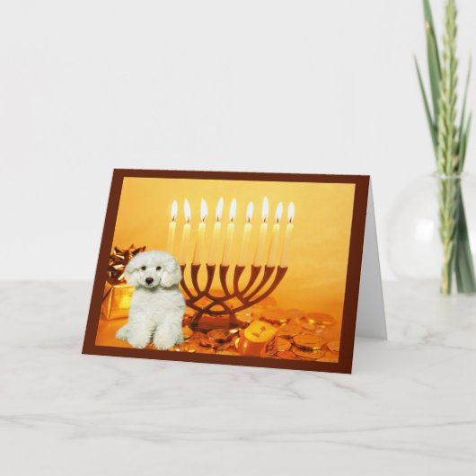 Poedel Chanoeka Kaart Menorah (Voorkant)